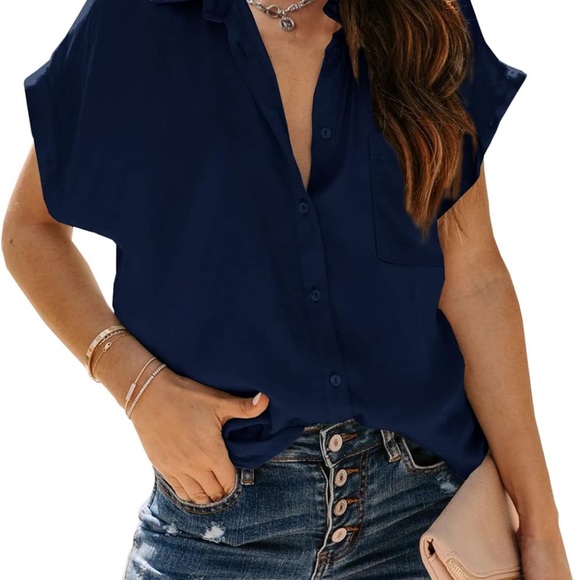 Navy Button Down Tee - Picture 4 of 4